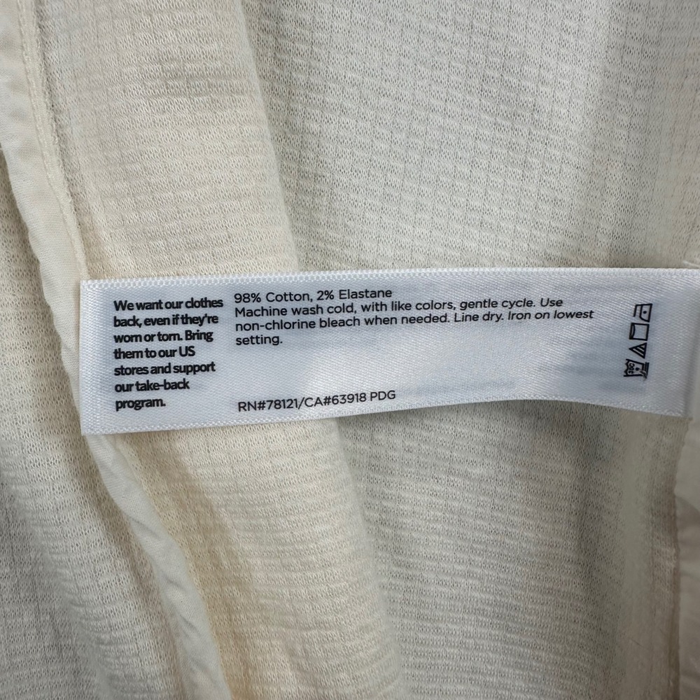 Eileen Fisher Cardigan Womens XS Cream Textured Cotton Stand Collar Open Front - Picture 8 of 10